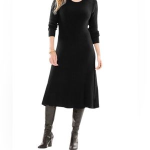 Women Within Sweater Dress Womens M(14/16)Black Ribbed Knit Long Sleeve Midi